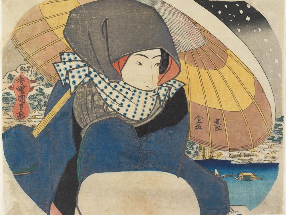 Woman With Umbrella In Snow (1830) Print In High Resolution By Utagawa Kunisada