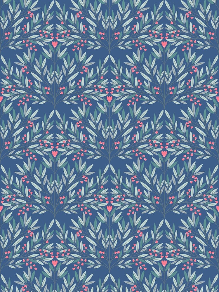 Art Nouveau Floral Bleu