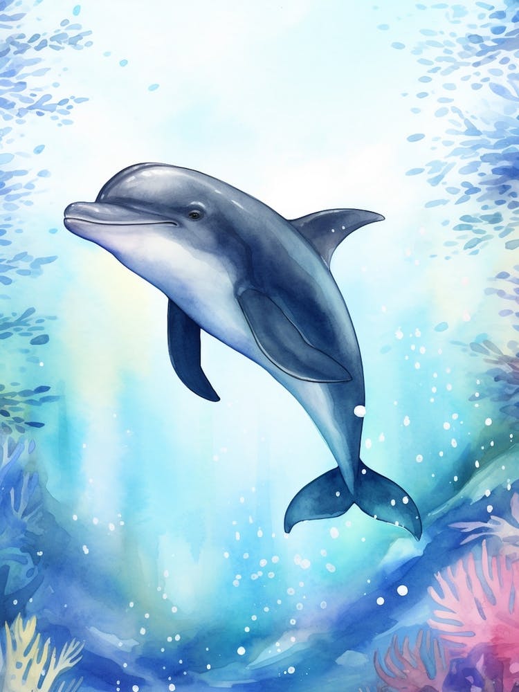 Storybook Style Dolphin Illustration 3
