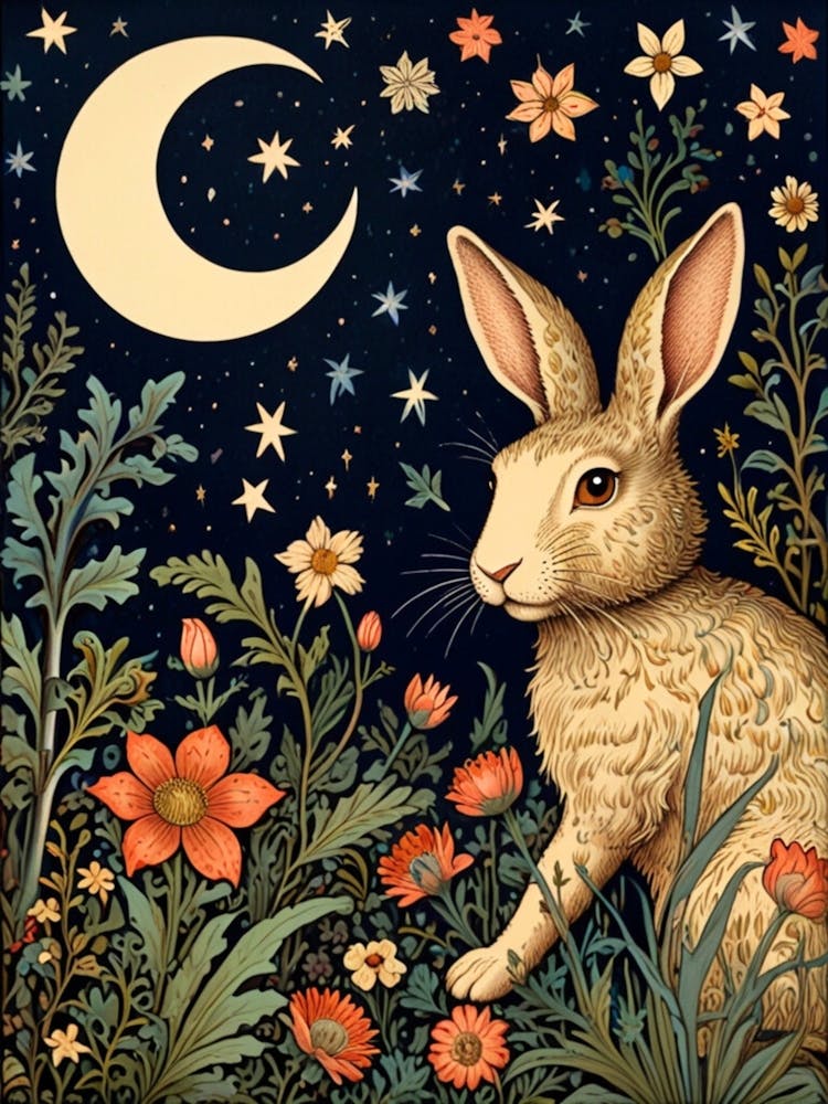 William Morris Rabbit In The Moonlight 4
