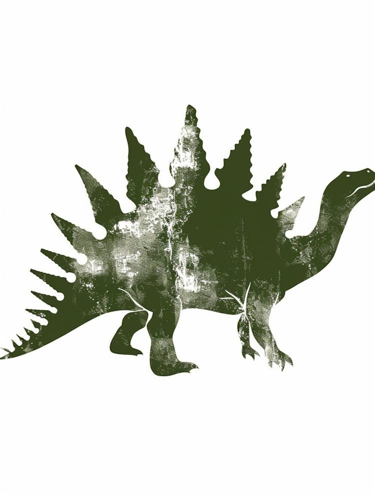 Green Stegosaurus Dinosaur Silhouette 3