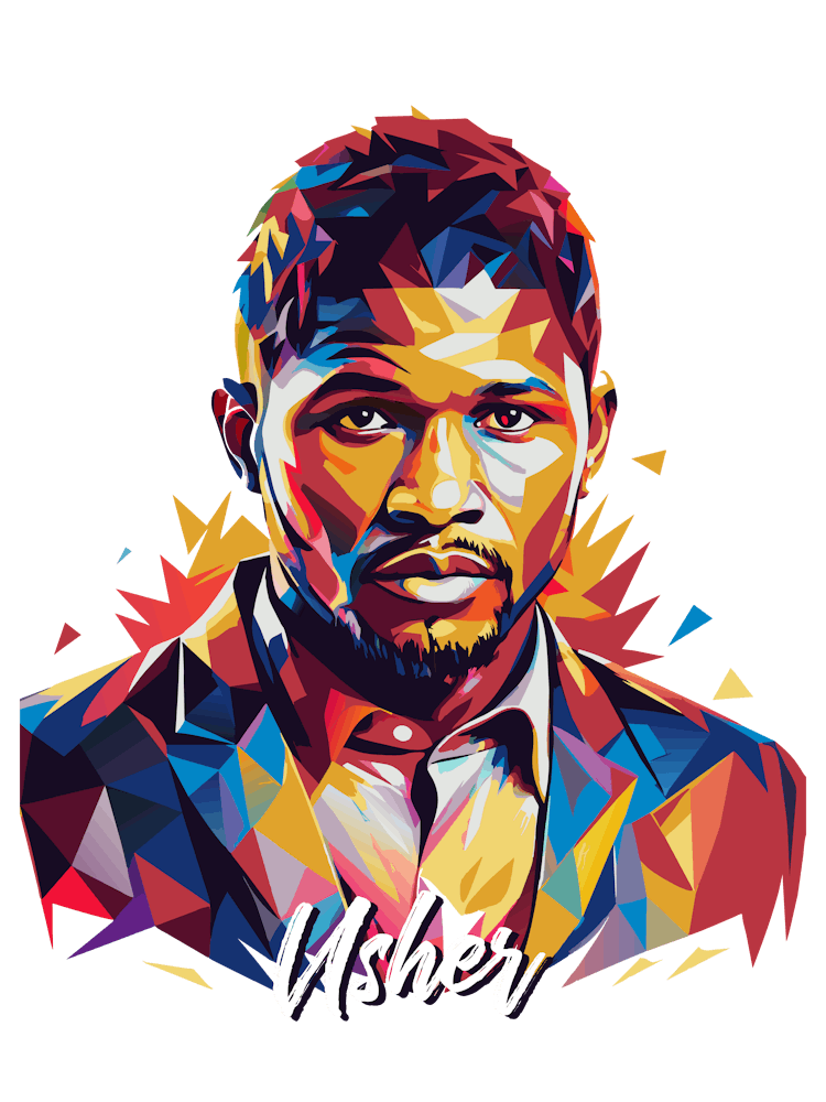 Usher 01 Portrait Music Icon WPAP Pop Art Style