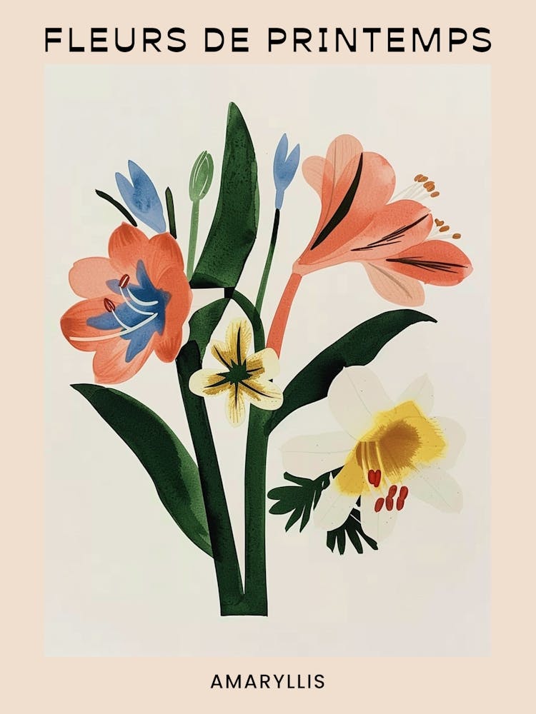 Spring Floral French Poster  Amaryllis 3