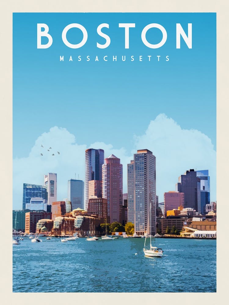 Boston Massachusetts Travel Poster