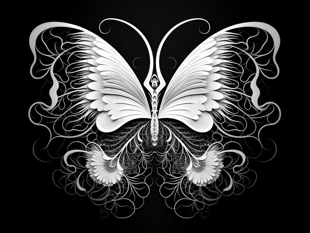 Symétrie Surréelle Abstraite Noir et Blanc 8