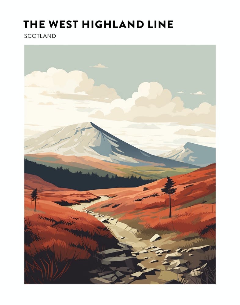 The West Highland Line Scotland 13 Hiking Trail Landscape Poster