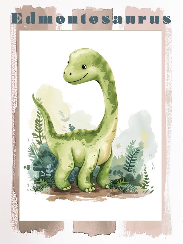 Watercolour Of A Edmontosaurus Dinosaur 4 Poster