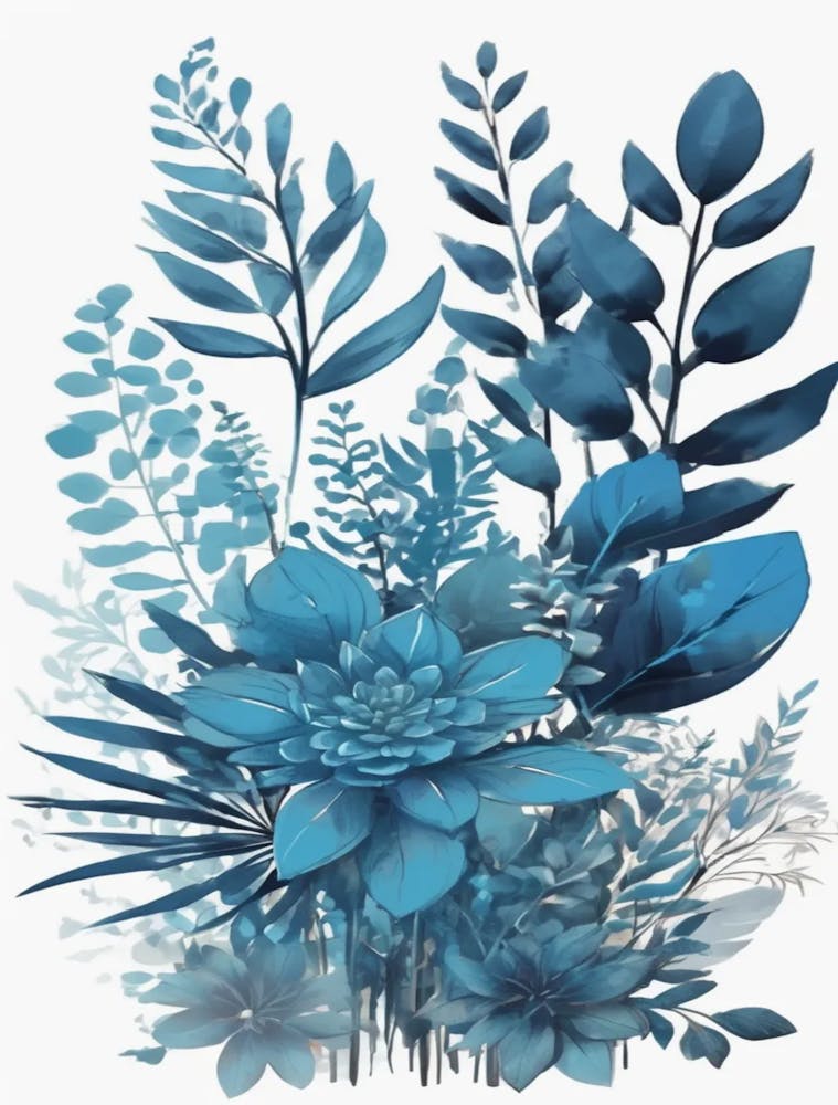 Wildblume blau Garten Pflanze Druck 2