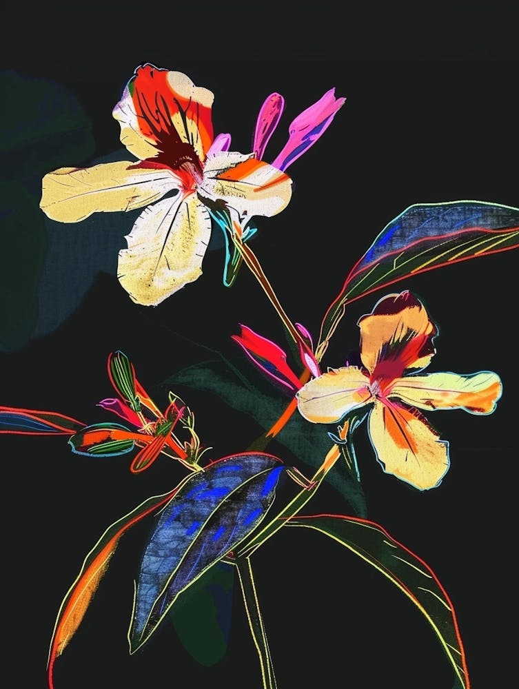 Neon Flowers On Black Impatiens 4