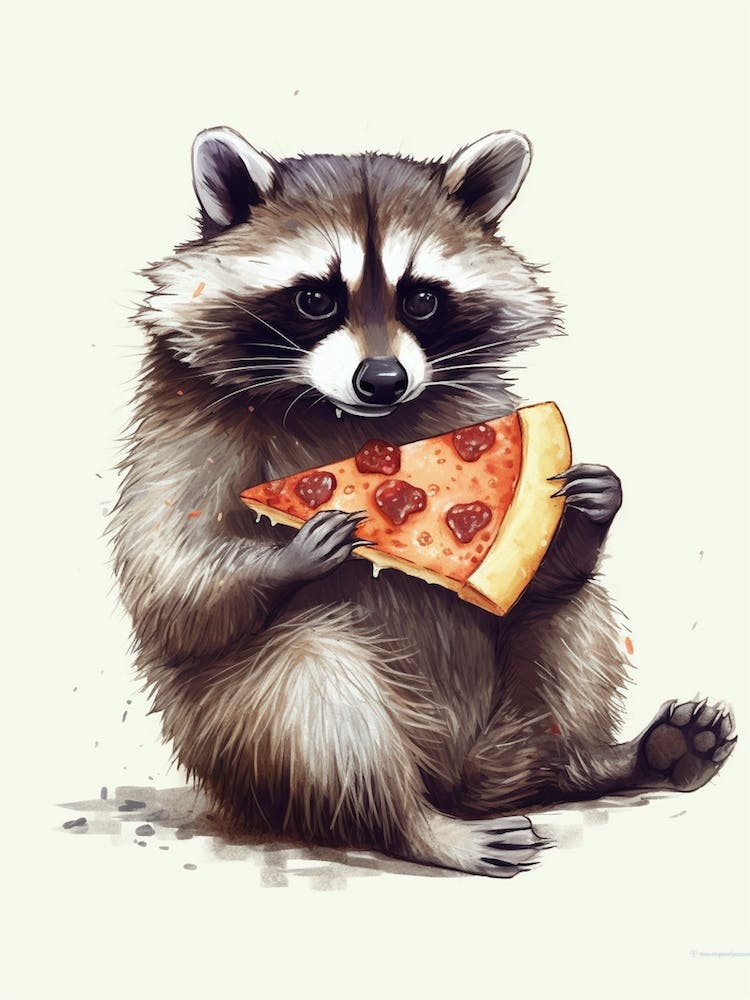 Raccoon Eating Pizza 3