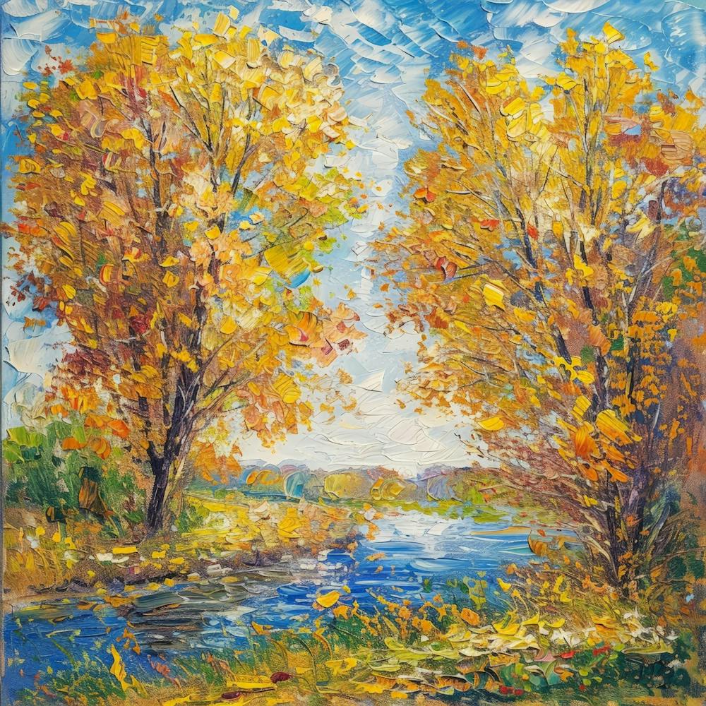 Autumn Trees By The River