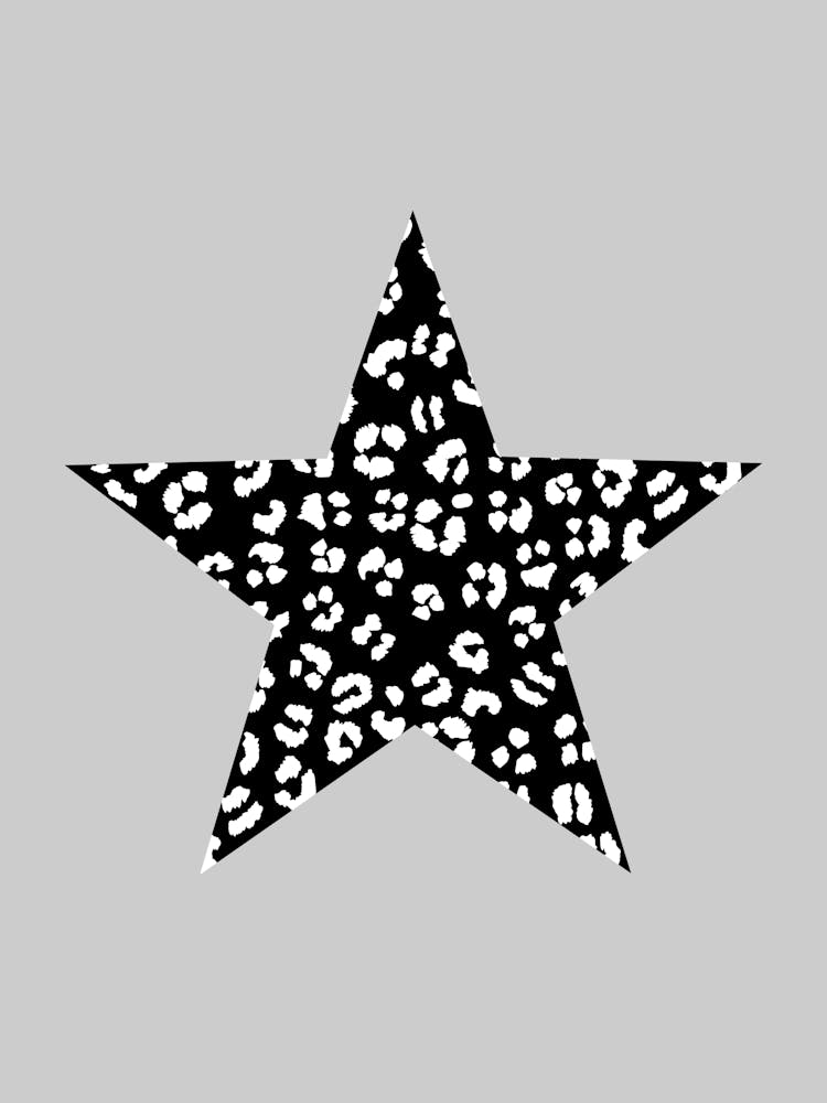Leopard Print Star Black and White