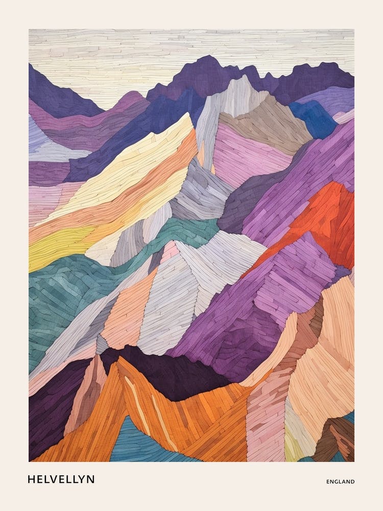 Helvellyn England 1 Colourful Mountain Illustration Poster