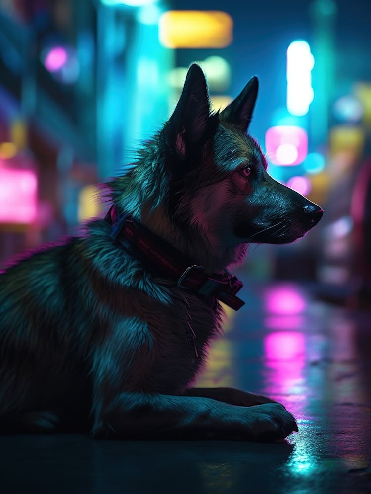 Neon Dog In The City 1