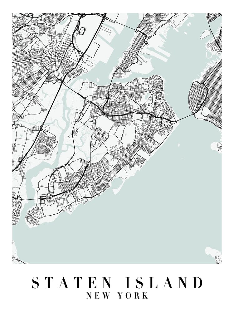 Staten Island New York Street Map Minimal Color