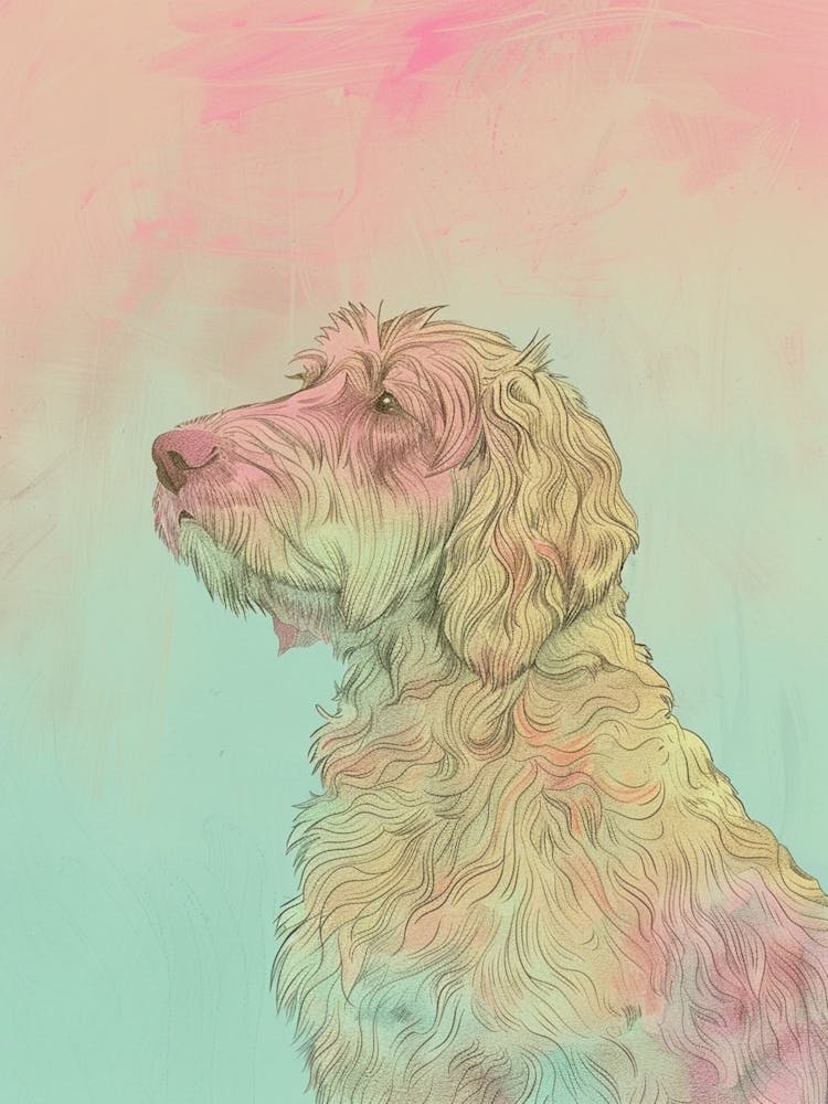 Colourful Otterhound Dog Abstract Line Illustration 1