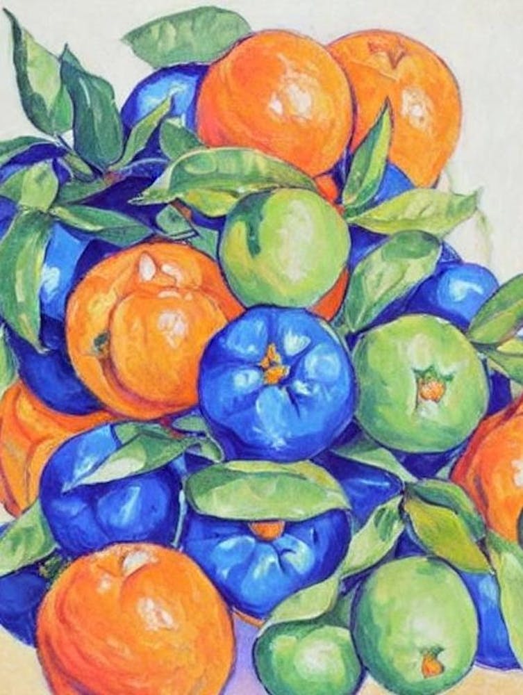 Tangerine Vintage Sketch Fruit
