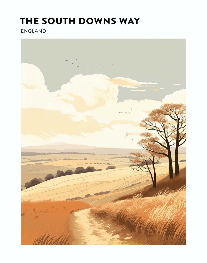 The South Downs Way England 1 Hiking Trail Landscape Poster