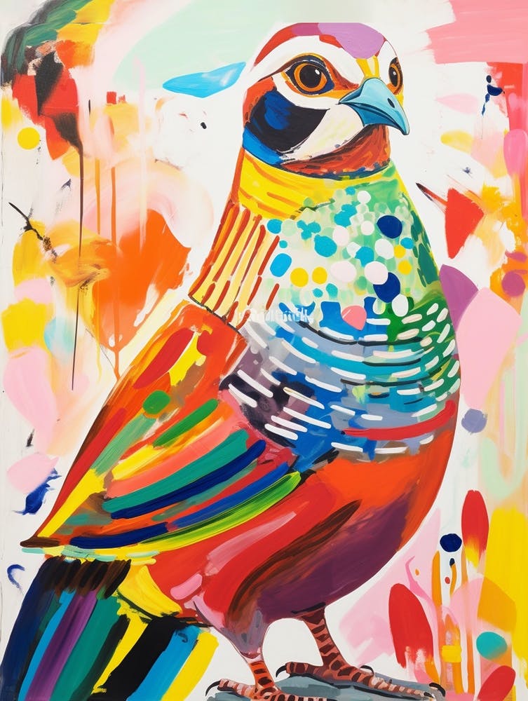 Peinture d'Oiseau Coloré Perdrix 2