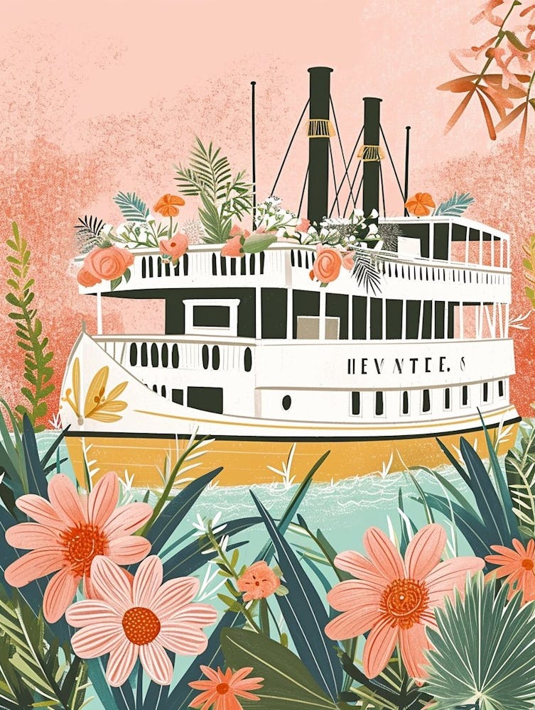 Steamboat Natchez Storybook Illustration 3