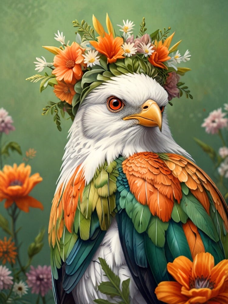 Eagle With Flowers 1