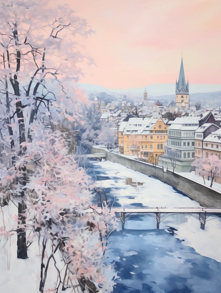 Dreamy Winter Painting Geneva Switzerland 2