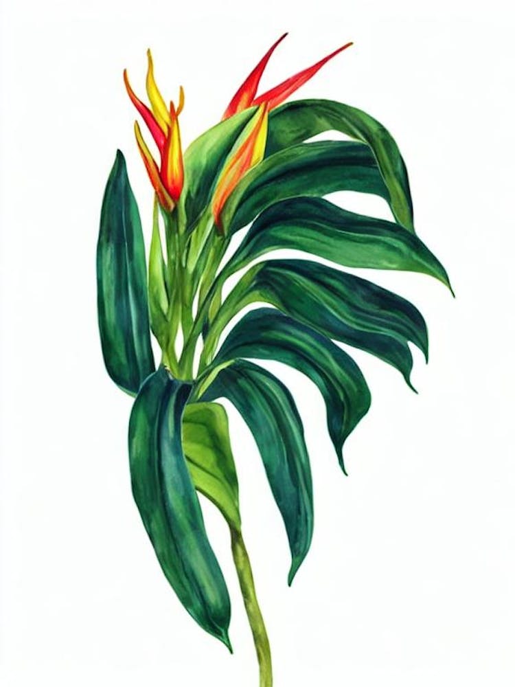 Heliconia (Heliconia Psittacorum) Watercolor