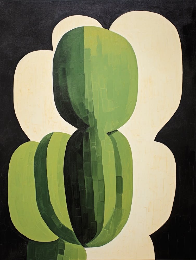 Modern Abstract Cactus Painting Turks Head Cactus 2