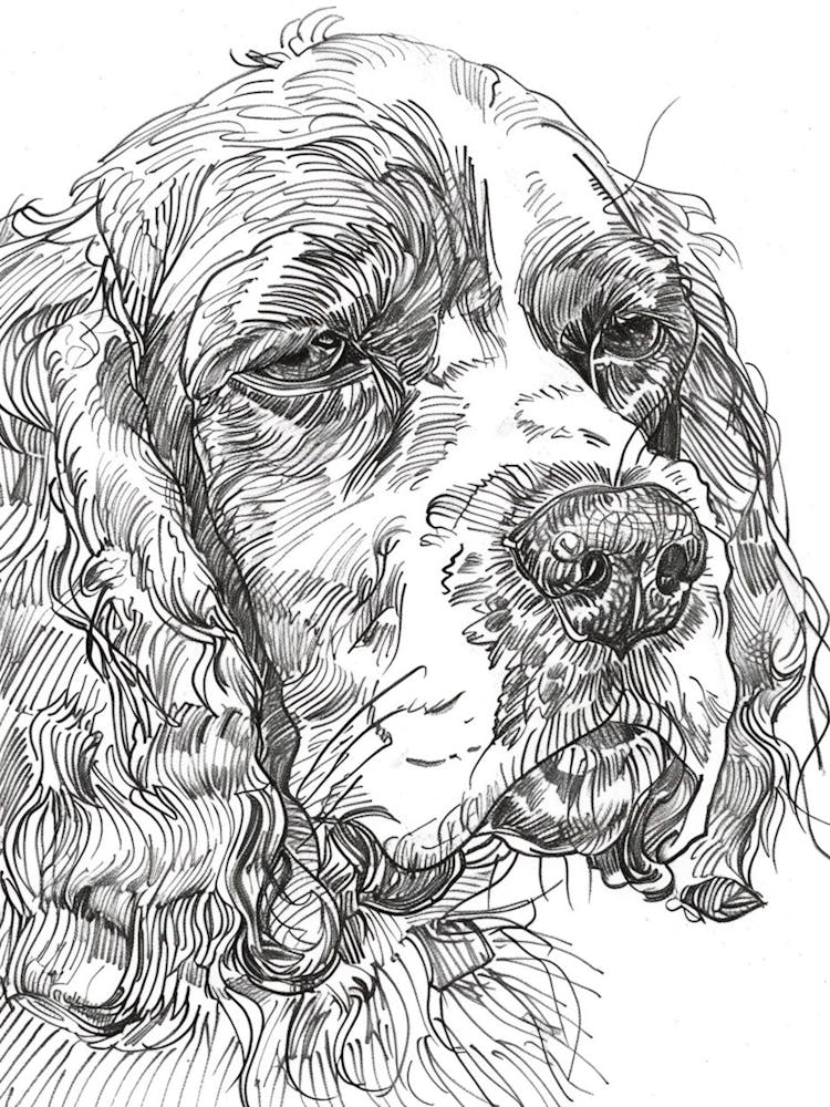 Boykin Spaniel Dog Line Art 3