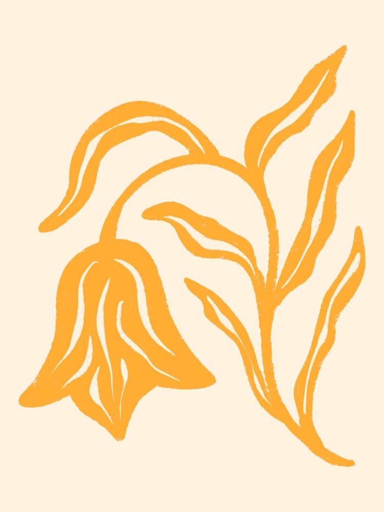 Textured Yellow Tulip Botanical Art
