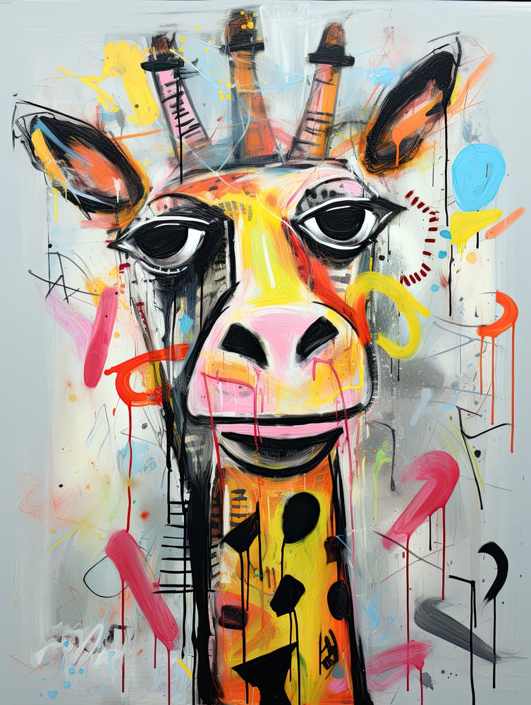 Giraffe 54 im Basquiat-Stil