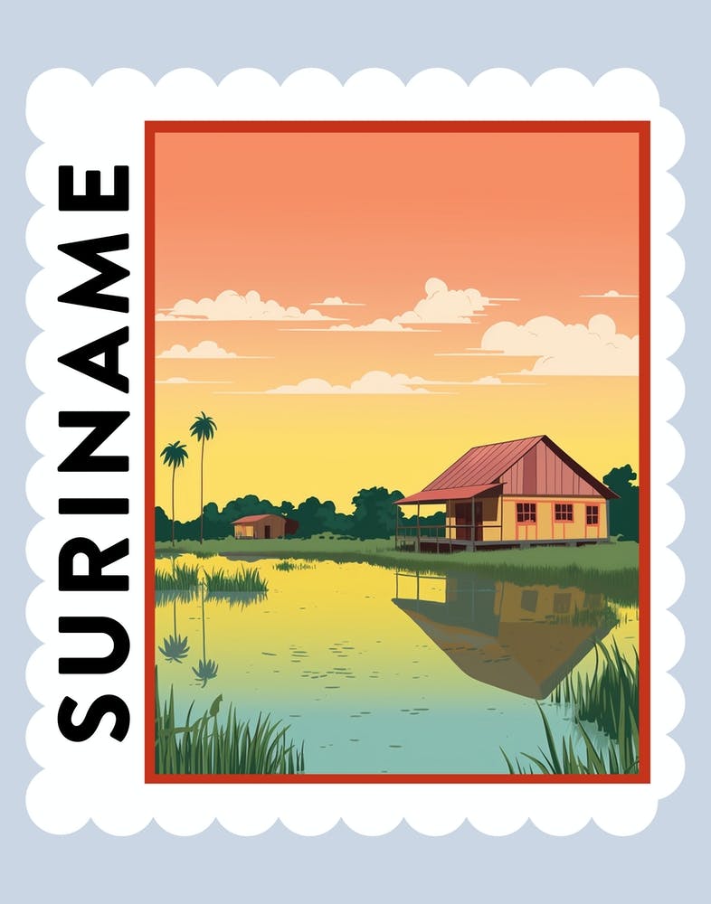 Suriname Travel Stamp Poster