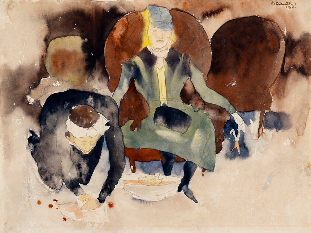 Szene nach Georges Stabs Himself With The Scissors (1916), Charles Demuth