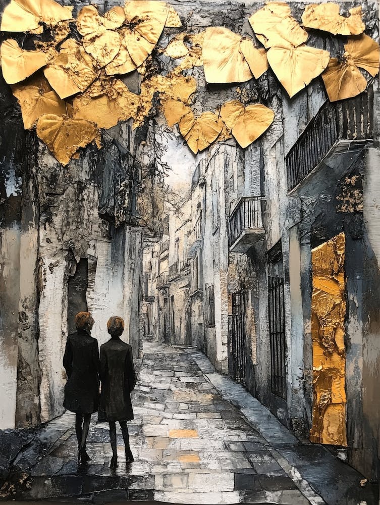 Two Women Walking Down The Street