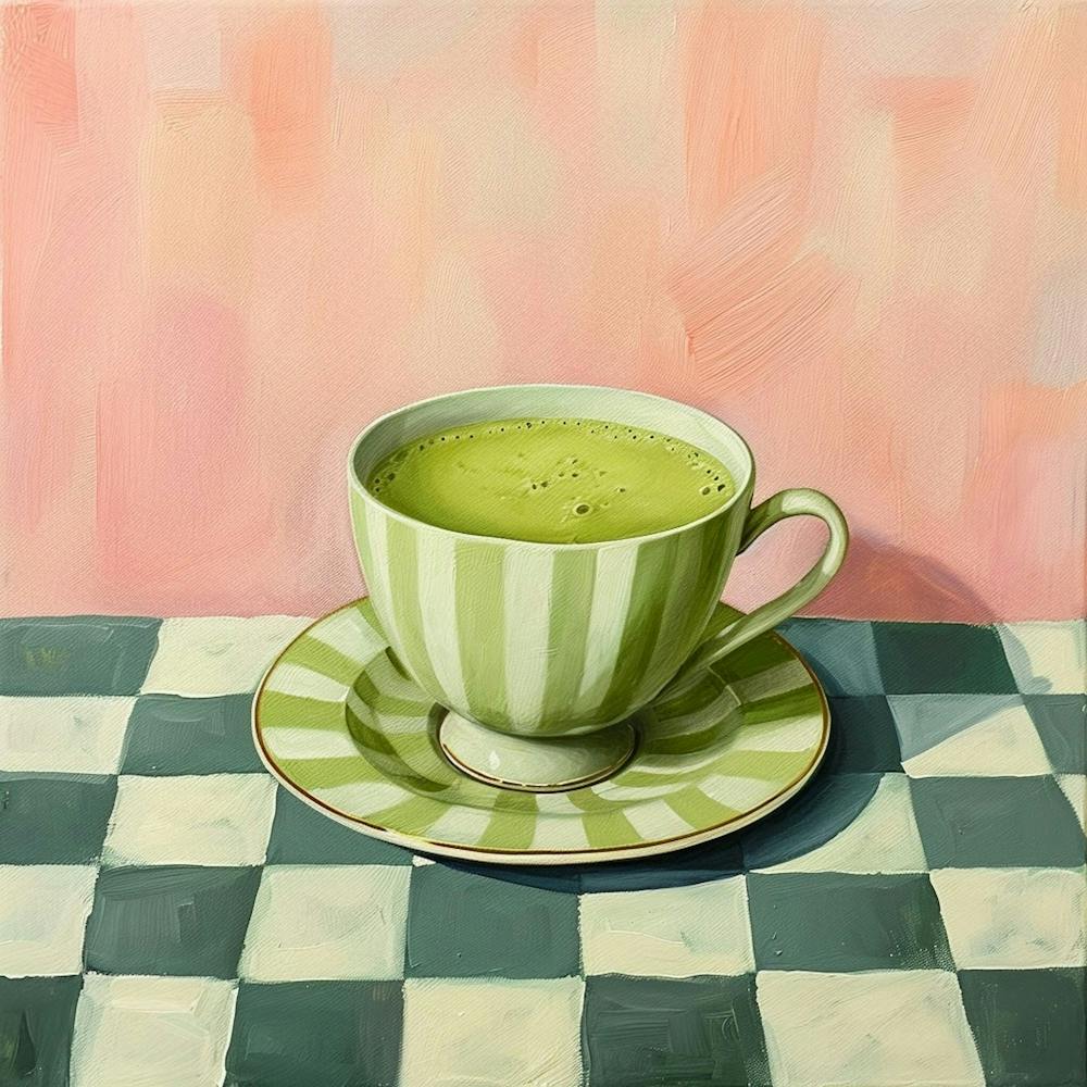 Matcha Latte Checkerboard Background 3