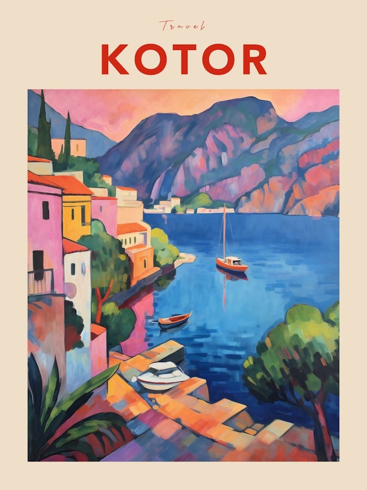 Kotor Montenegro 4 Fauvist Travel Poster
