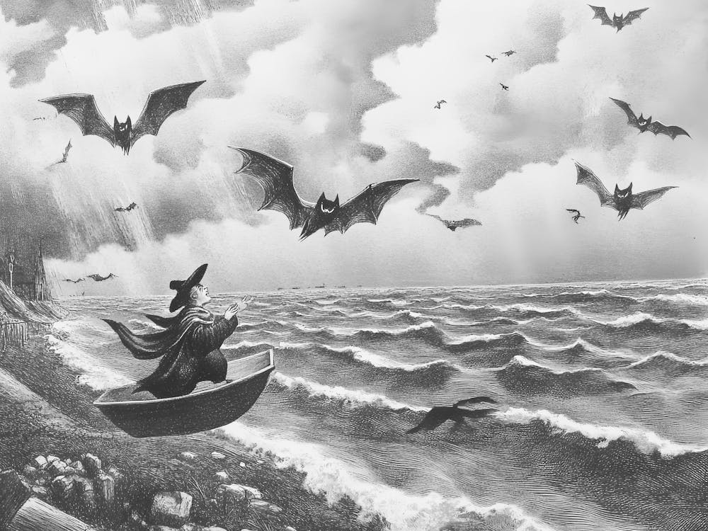Bats Flying Over The Ocean