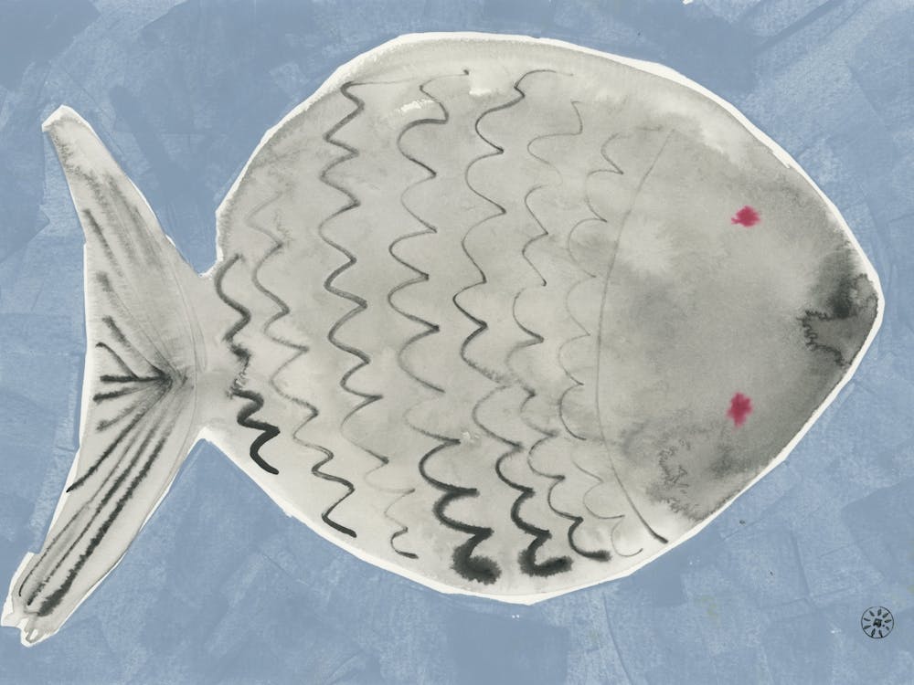 Gray Flounder In Blue - fish minimal contemporary kitchen