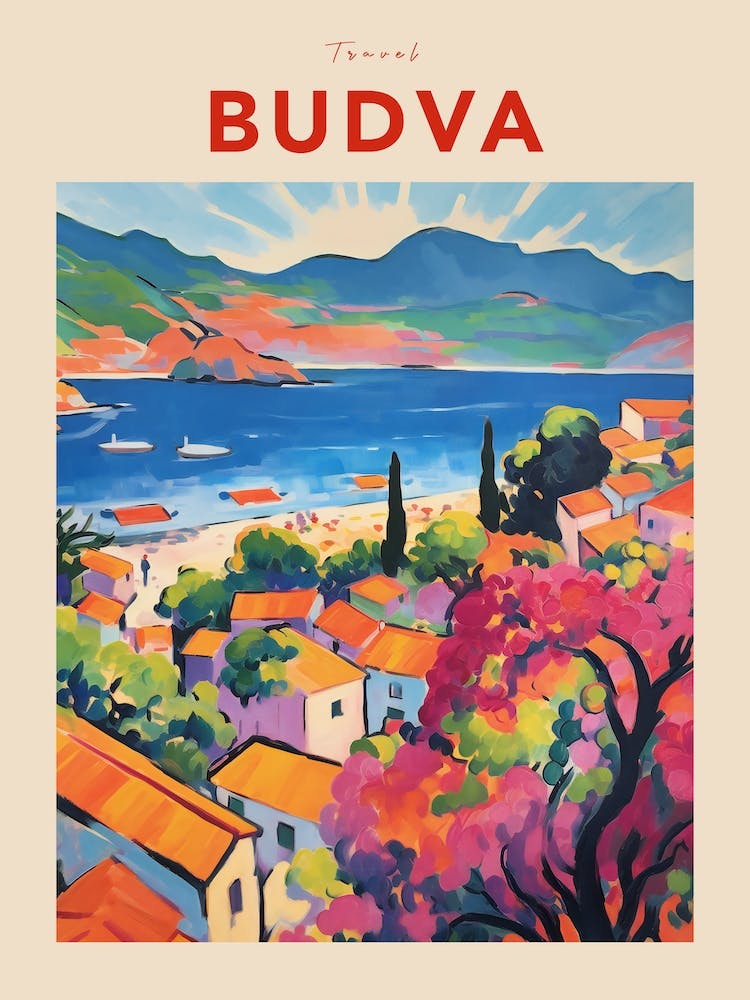 Budva Montenegro Fauvist Travel Poster