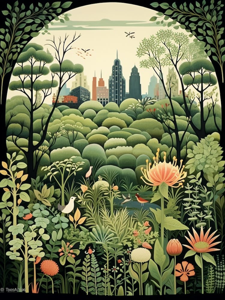 Central Park Conservatory Garden Usa Henri Rousseau Style 3