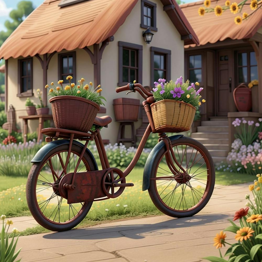 Bicycle In Front Of A House