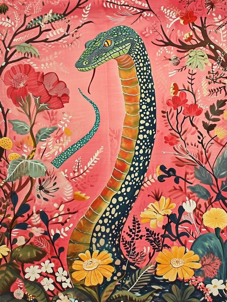 Floral Animal Painting Cobra 6