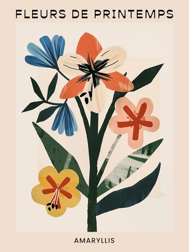 Spring Floral French Poster  Amaryllis 5