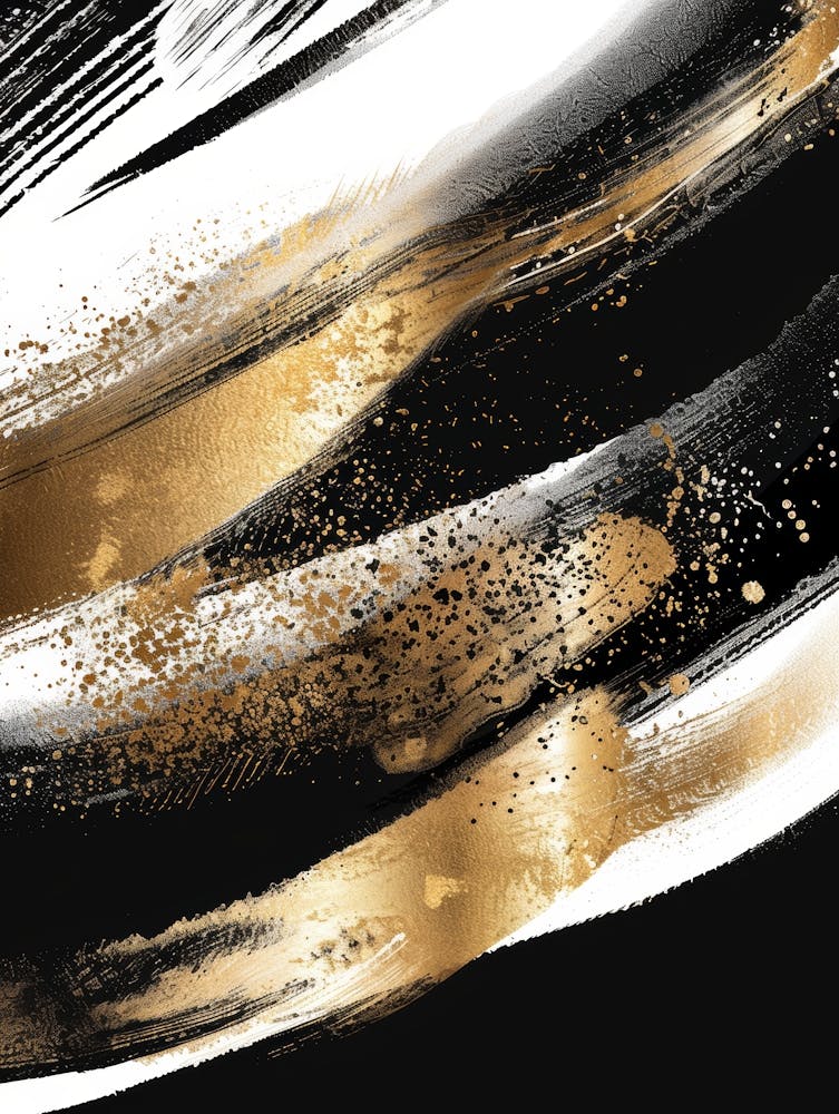 Abstract Gold And Black Painting 14