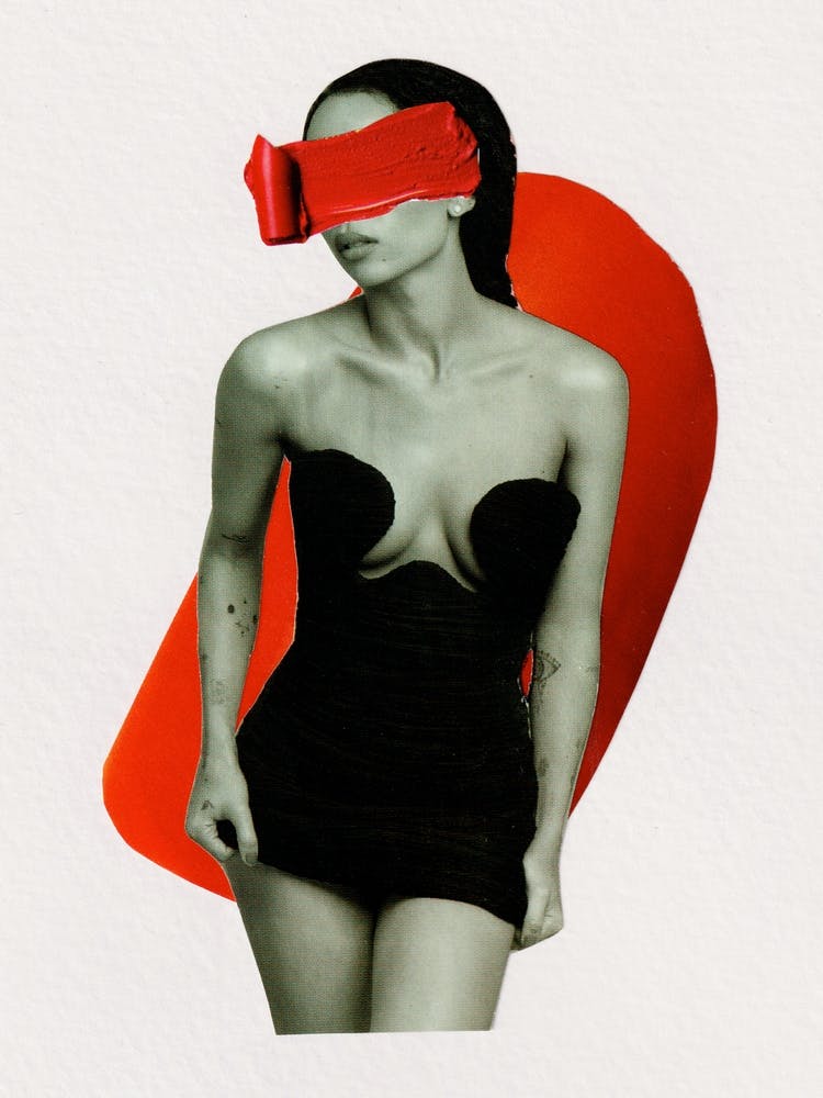 Girl In Black Dress Collage Wall