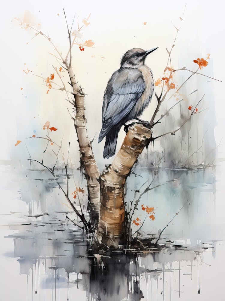 Platypus, Japanese Brush Painting, Ukiyo E, Minimal 2