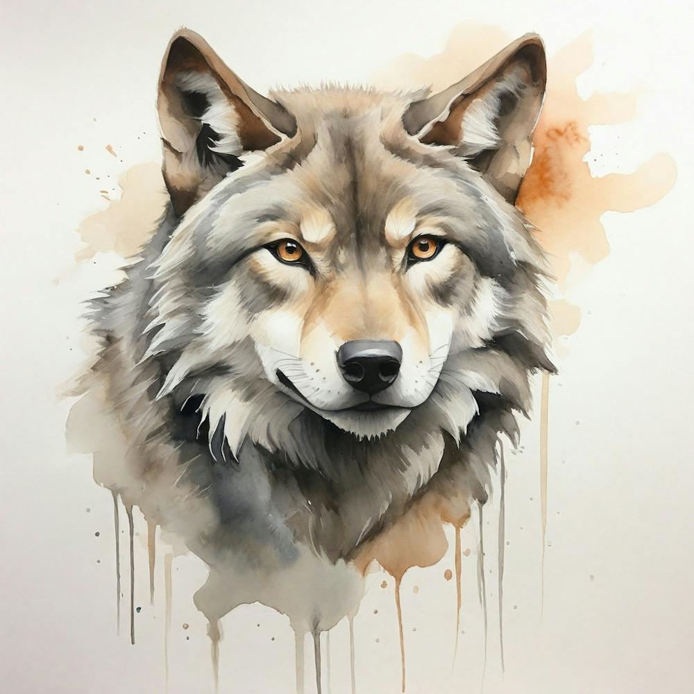 Default Create A Simple Watercolor Of A Wolf Using Neutral And 0