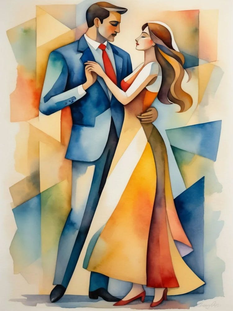 Couple Dancing Watercolor Painting