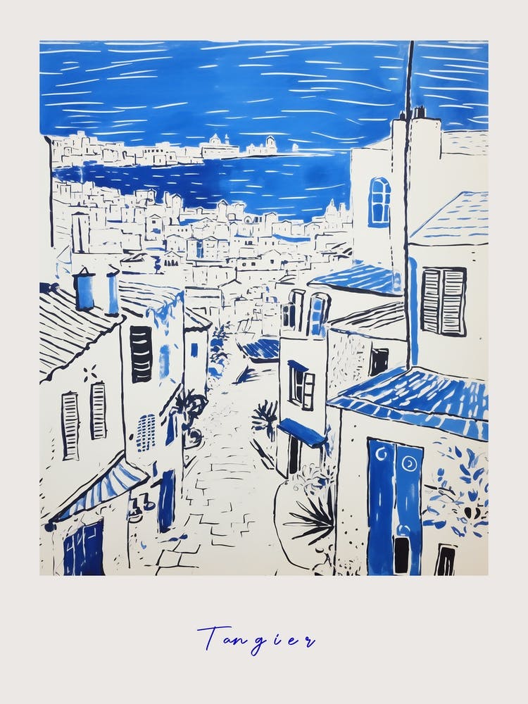 Tangier Morocco 2 Mediterranean Blue Drawing Poster