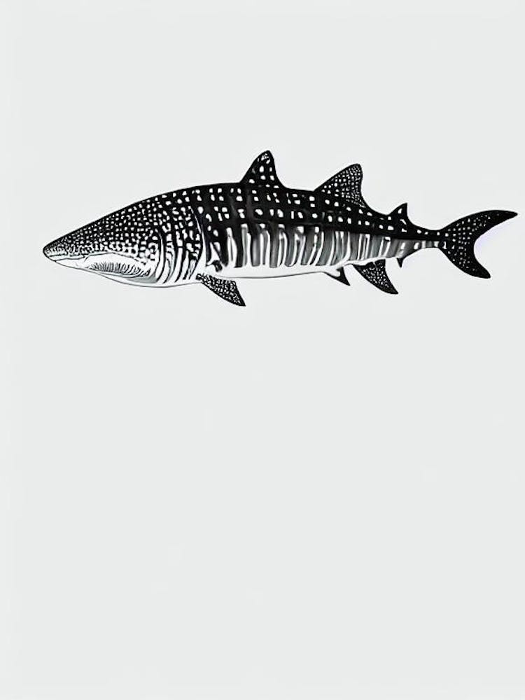 Whale Shark Black & White Drawing
